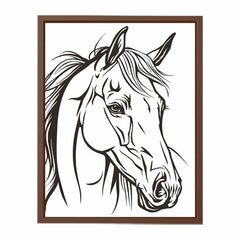 Horse  Line Art Balck white Canvas Art Print