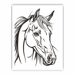 Horse  Line Art Balck white Canvas Art Print