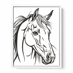 Horse  Line Art Balck white Canvas Art Print