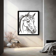 Horse  Line Art Balck white Canvas Art Print