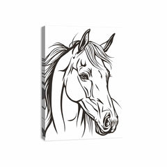 Horse  Line Art Balck white Canvas Art Print