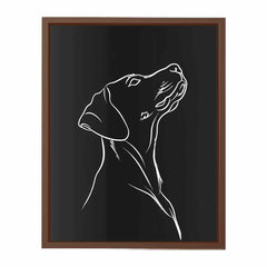 Dog Line art  Canvas Framed  Print