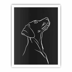 Dog Line art  Canvas Framed  Print