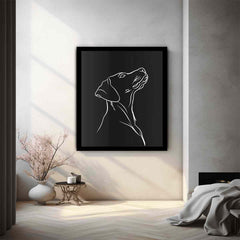 Dog Line art  Canvas Framed  Print