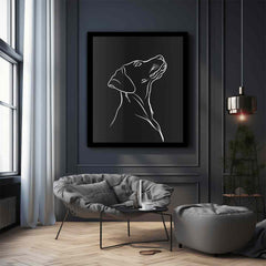 Dog Line art  Canvas Framed  Print
