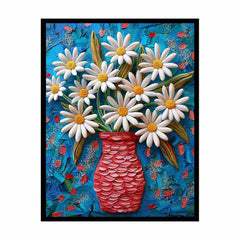 White Daisies  Flower Painting  Canvas Art Print