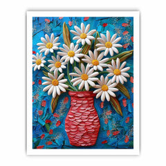 White Daisies  Flower Painting  Canvas Art Print