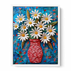 White Daisies  Flower Painting  Canvas Art Print