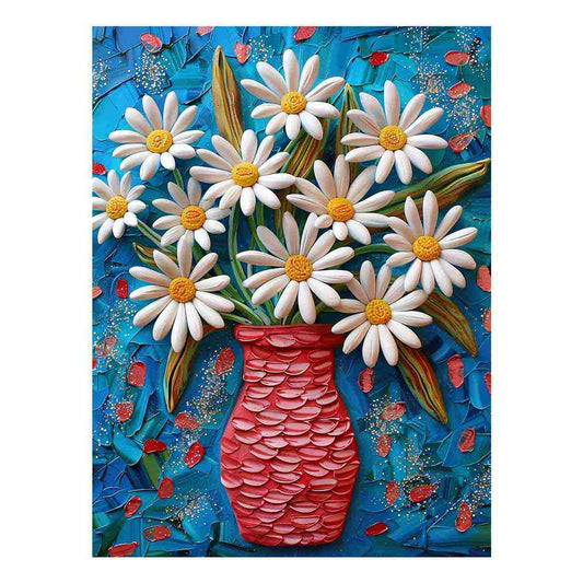 White Daisies  Flower Painting  Canvas Art Print