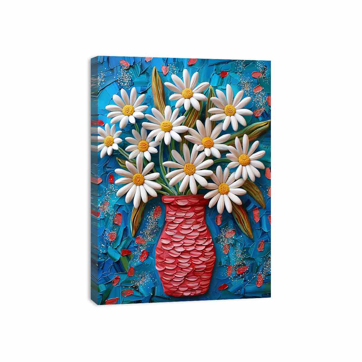White Daisies  Flower Painting  Canvas Art Print