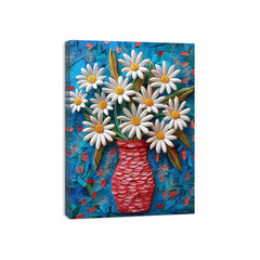 White Daisies  Flower Painting  Canvas Art Print
