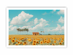 Isolated Home  sunflowers Painting Canvas Art Print