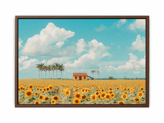 Isolated Home  sunflowers Painting Canvas Art Print