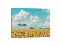 Isolated Home  sunflowers Painting Canvas Art Print
