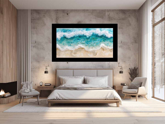 Birds Eye View Beach Canvas  Painting Print