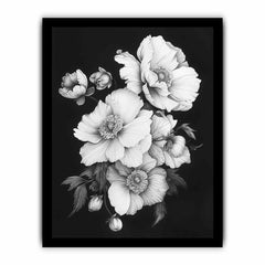 Cute Flowers  black and white Canvas Art Print