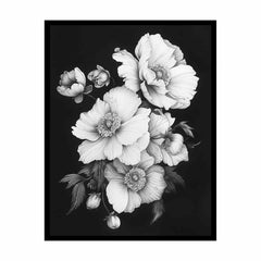 Cute Flowers  black and white Canvas Art Print
