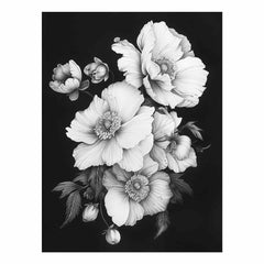 Cute Flowers  black and white Canvas Art Print