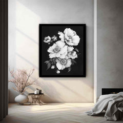 Cute Flowers  black and white Canvas Art Print