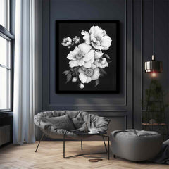 Cute Flowers  black and white Canvas Art Print