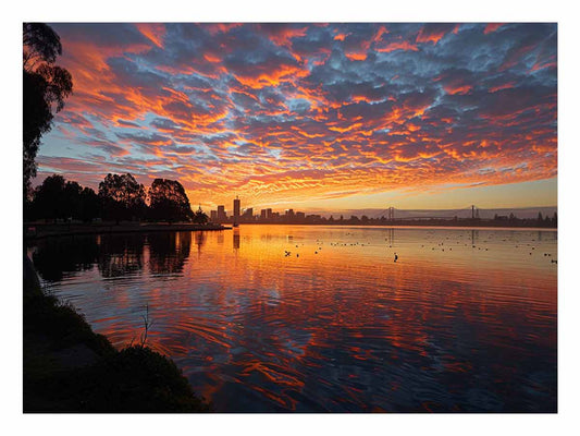 River Sunset Art Canvas Art Print