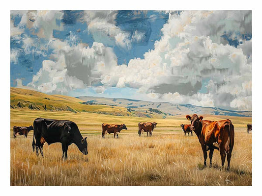 Cows Canvas Art Painting Print