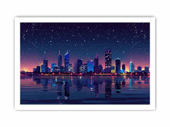 City Night  Skyline Glaxy Canvas Art Print
