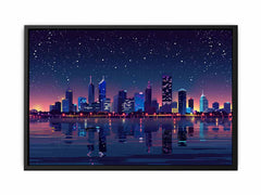 City Night  Skyline Glaxy Canvas Art Print