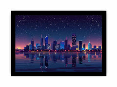 City Night  Skyline Glaxy Canvas Art Print