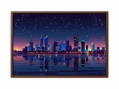 City Night  Skyline Glaxy Canvas Art Print