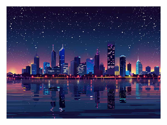 City Night  Skyline Glaxy Canvas Art Print