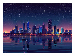 City Night  Skyline Glaxy Canvas Art Print