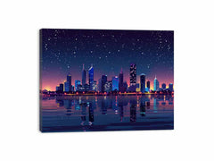 City Night  Skyline Glaxy Canvas Art Print