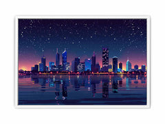 City Night  Skyline Glaxy Canvas Art Print