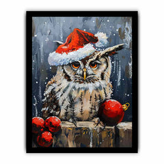 Lovely Owl  Christmas Canvas Art Print
