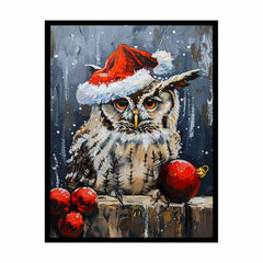 Lovely Owl  Christmas Canvas Art Print
