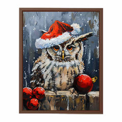 Lovely Owl  Christmas Canvas Art Print