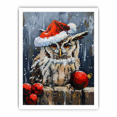 Lovely Owl  Christmas Canvas Art Print