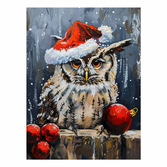 Lovely Owl  Christmas Canvas Art Print