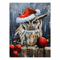 Lovely Owl  Christmas Canvas Art Print