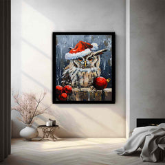 Lovely Owl  Christmas Canvas Art Print