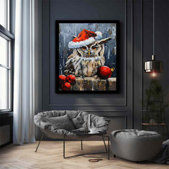 Lovely Owl  Christmas Canvas Art Print