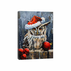 Lovely Owl  Christmas Canvas Art Print