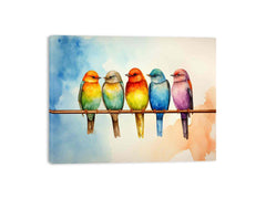 Birds On Wire Canvas Art Print