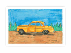 Cute Taxi Canvas Painting Art Print