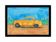 Cute Taxi Canvas Painting Art Print