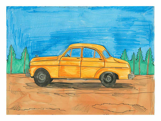 Cute Taxi Canvas Painting Art Print