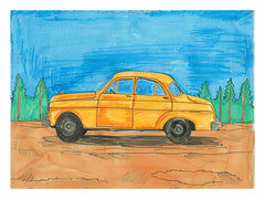 Cute Taxi Canvas Painting Art Print