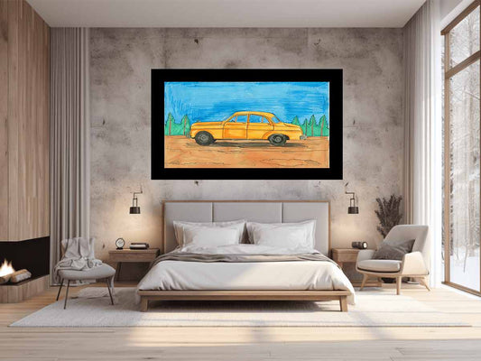 Cute Taxi Canvas Painting Art Print