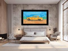 Cute Taxi Canvas Painting Art Print